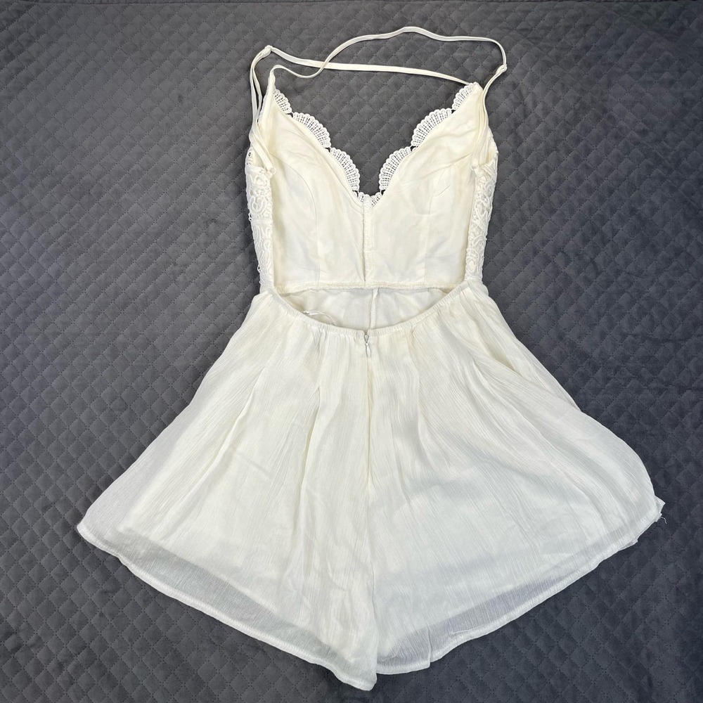 Lulus Romper Womens XS White Boho Spring Bride Crochet Lace Star Spangled Romper - Picture 11 of 13